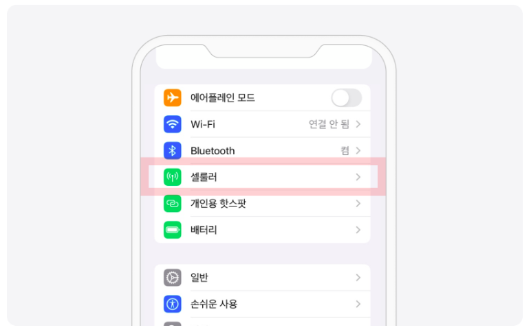 iOS 수동 — 셀룰러
