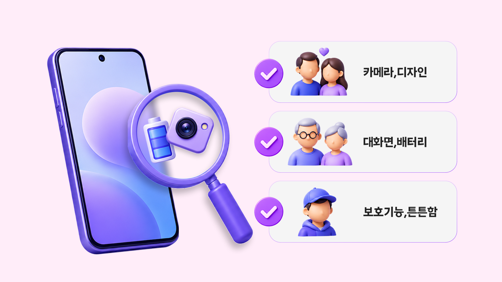 고객별 맞춤 가성비폰 추천 기준 안내 이미지